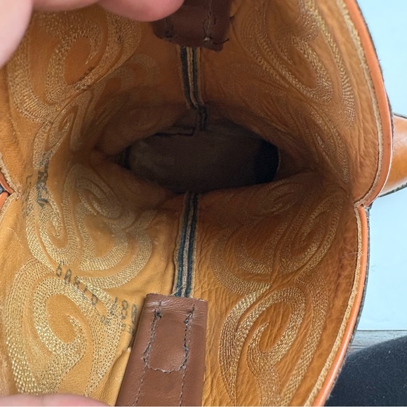 Vintage Tony Lama Brown Smooth Ostrich Leather Cowboy Boots 8437 Mens Size 7 D - Picture 14 of 16